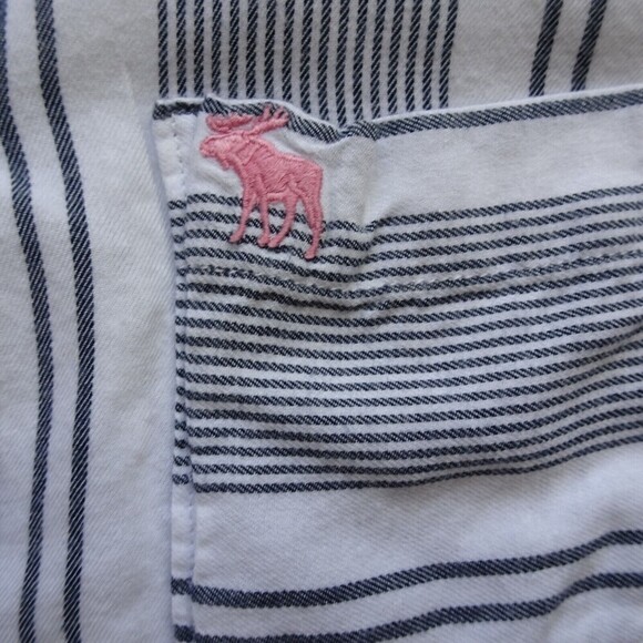 💰3/$25 ABERCROMBIE KIDs Girls Button Down Shirt Top Stripes Logo Preppy 13/14 - Picture 8 of 12